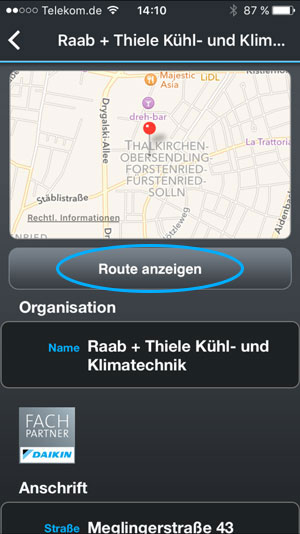 Screenshot - Partner Detailansicht Route