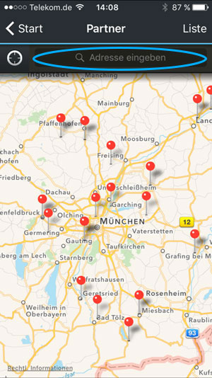 Screenshot - Partner Kartenansicht Eingabe