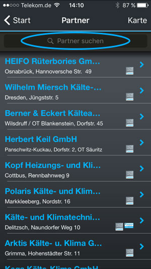 Screenshot - Partner Listenansicht Eingabe