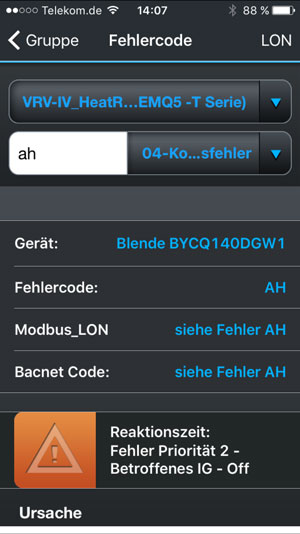 Screenshot - Fehlercode Detailanzeige