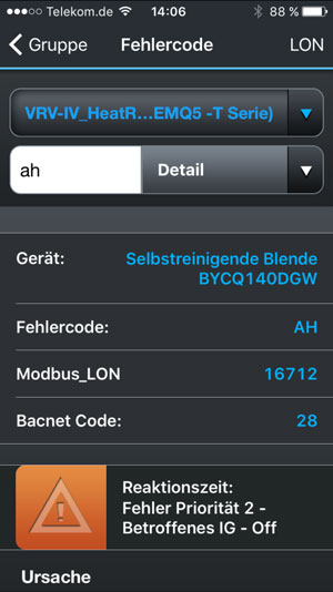 Screenshot - Detailanzeige Fehlercode