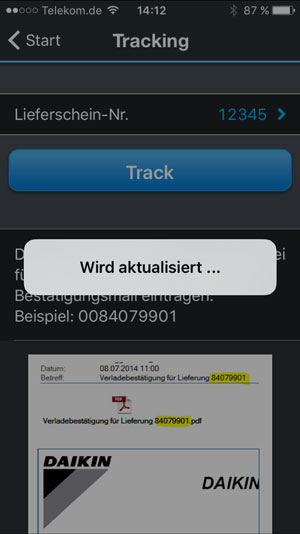 Screenshot - Tracking Suche